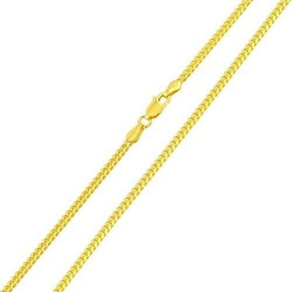 14K Gold over Silver Italy Cuban Chain Necklace